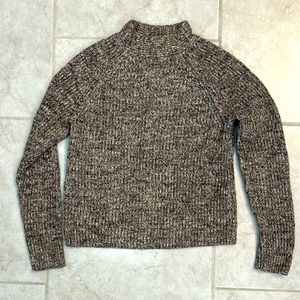 Marled grey, cream, and black sweater with mock turtle neck
